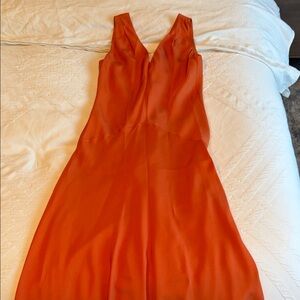Frame Denim Sleeveless V-Neck Maxi Dress in Bright Orange